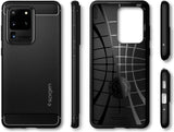 Противоударен Силиконов Калъф за Samsung S20 Ultra, Spigen Rugged Armor Case, Черен (6)
