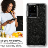 Противоударен Блестящ Калъф за Samsung S20 Ultra, Spigen Liquid Crystal Glitter Quartz Case, Прозрачен (6)