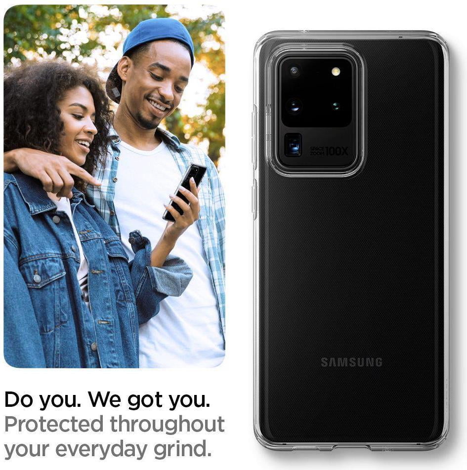 Противоударен Силиконов Калъф за Samsung S20 Ultra, Spigen Liquid Crystal Case, Прозрачен (8)