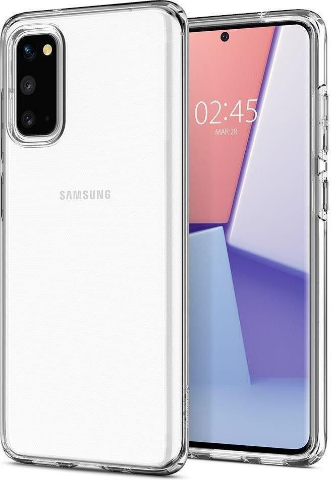 Противоударен Силиконов Калъф за Samsung S20, Spigen Liquid Crystal Case, Прозрачен (3)