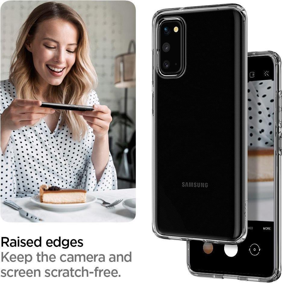 Противоударен Силиконов Калъф за Samsung S20, Spigen Liquid Crystal Case, Прозрачен (8)