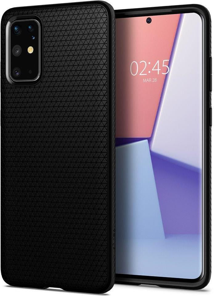 Противоударен Силиконов Калъф за Samsung S20 Plus, Spigen Liquid Air Case, Черен