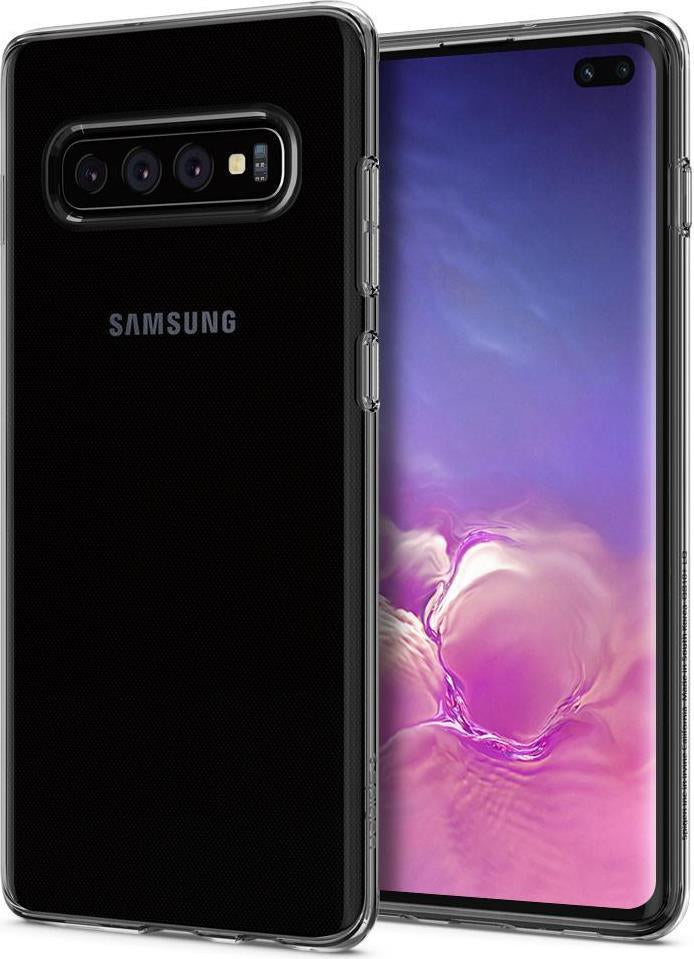 Противоударен Силиконов Калъф за Samsung S10 Plus, Spigen Liquid Crystal Case, Прозрачен