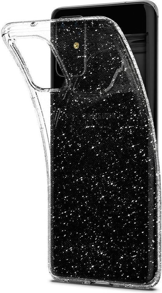 Противоударен Блестящ Калъф за Samsung S20 Plus, Spigen Liquid Crystal Glitter Quartz Case, Прозрачен (2)