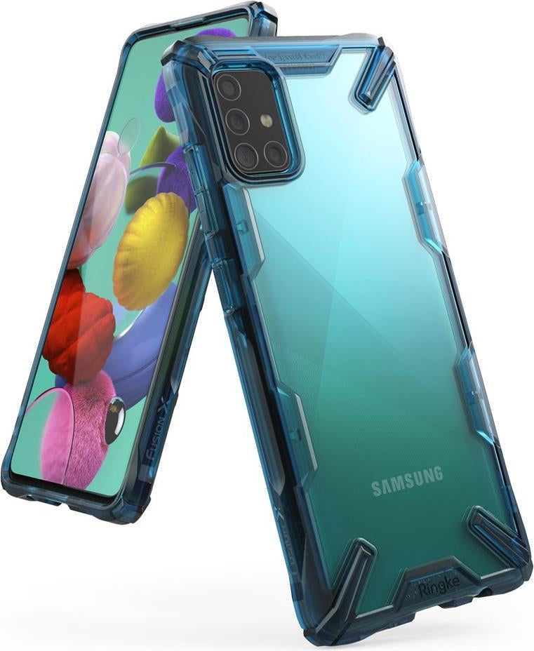 Противоударен Хибриден Калъф за Samsung A51, Ringke Fusion X, Син