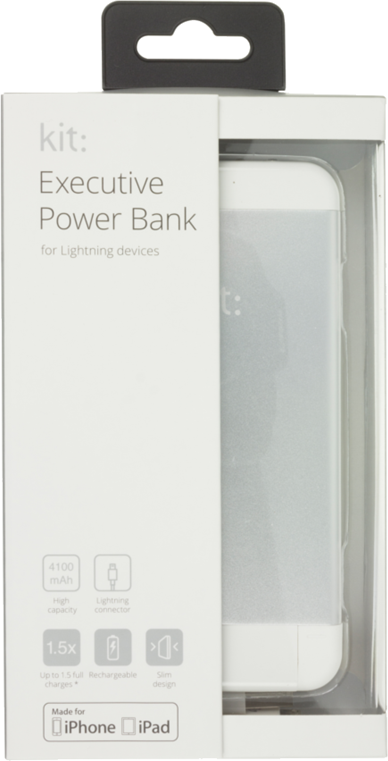 Външна Батерия за iPhone и iPad, KIT Power Bank Lightning 4100mAh, Сребрист (2)