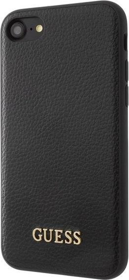 Луксозен Кожен Калъф за iPhone SE 2022/2020 8/7, Guess Leather Case, Черен