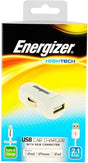Зарядно за iPhone за Кола, Energizer 12V Charger & Cable Lightning 1m, Бял