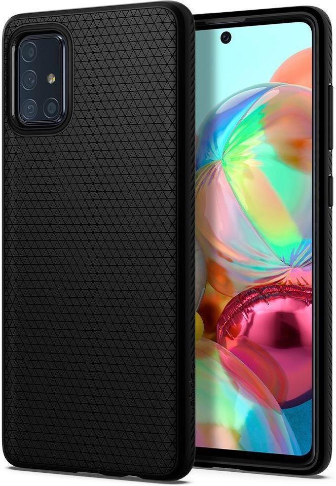 Противоударен Силиконов Калъф за Samsung A71, Spigen Liquid Air Case, Черен