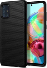 Противоударен Силиконов Калъф за Samsung A71, Spigen Liquid Air Case, Черен