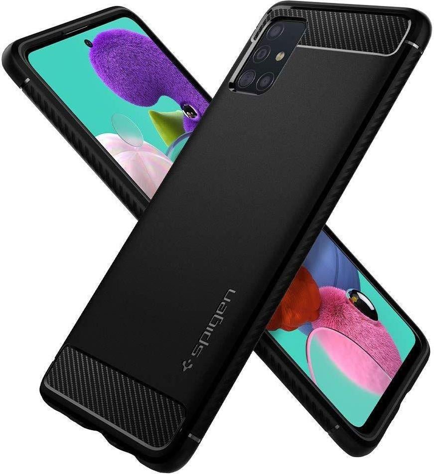 Противоударен Силиконов Калъф за Samsung A71, Spigen Rugged Armor Case, Черен (2)