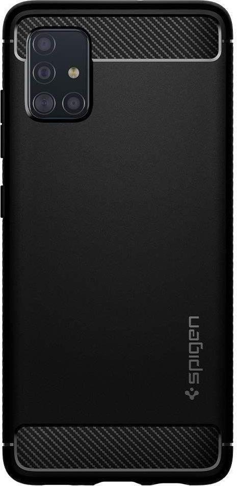 Противоударен Силиконов Калъф за Samsung A71, Spigen Rugged Armor Case, Черен (5)
