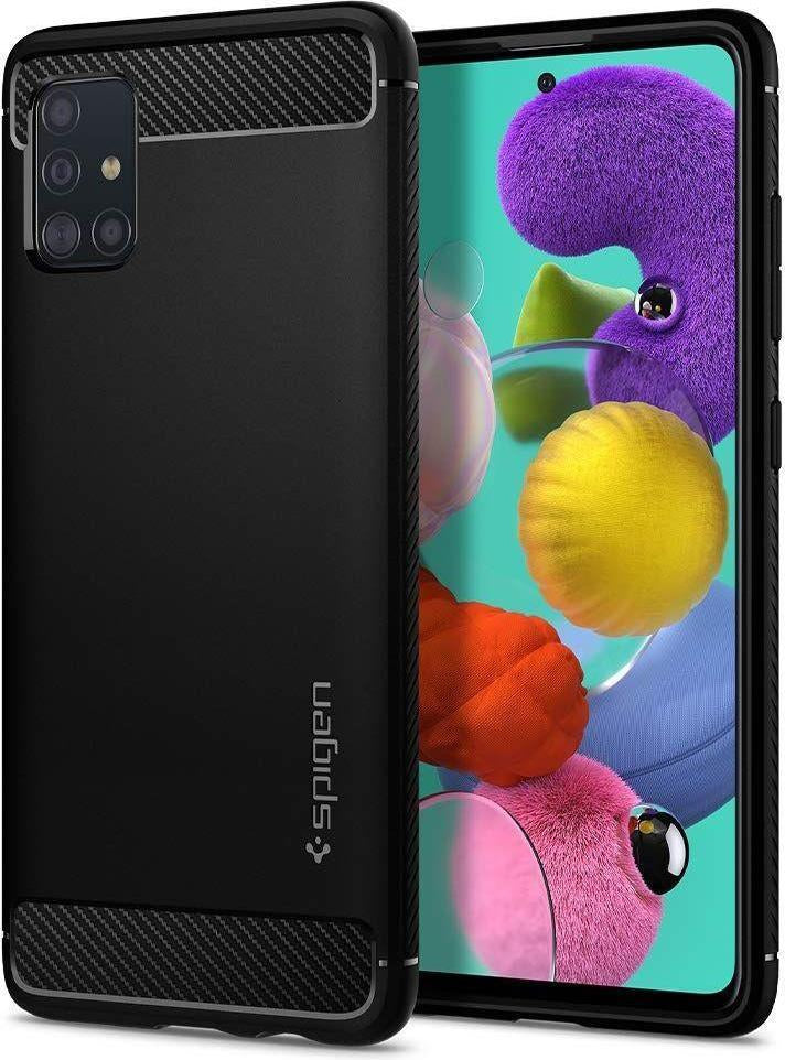 Противоударен Силиконов Калъф за Samsung A71, Spigen Rugged Armor Case, Черен