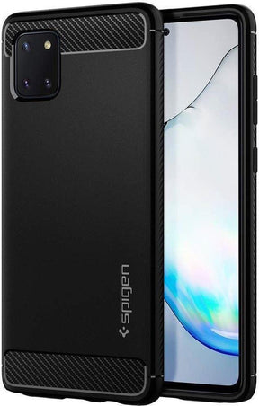 Противоударен Силиконов Калъф за Samsung Note 10 Lite, Spigen Rugged Armor Case, Черен