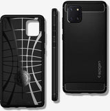Противоударен Силиконов Калъф за Samsung Note 10 Lite, Spigen Rugged Armor Case, Черен (2)