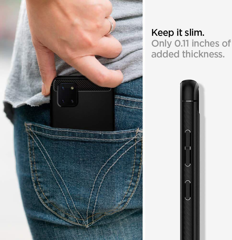 Противоударен Силиконов Калъф за Samsung Note 10 Lite, Spigen Rugged Armor Case, Черен (6)