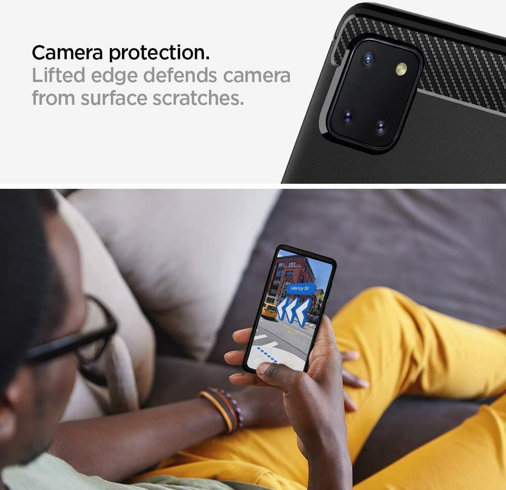 Противоударен Силиконов Калъф за Samsung Note 10 Lite, Spigen Rugged Armor Case, Черен (5)