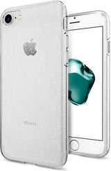 Противоударен Блестящ Калъф за iPhone SE 2022/2020 8/7, Spigen Liquid Crystal Glitter Quartz Case, Прозрачен