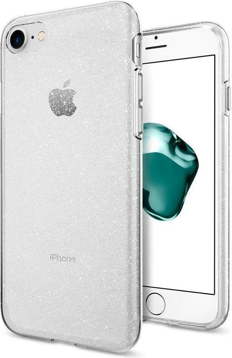 Противоударен Блестящ Калъф за iPhone SE 2022/2020 8/7, Spigen Liquid Crystal Glitter Quartz Case, Прозрачен