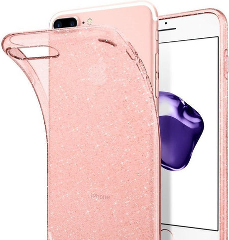 Противоударен Блестящ Калъф за iPhone 8/7 Plus, Spigen Liquid Crystal Glitter Quartz Case, Розов (6)