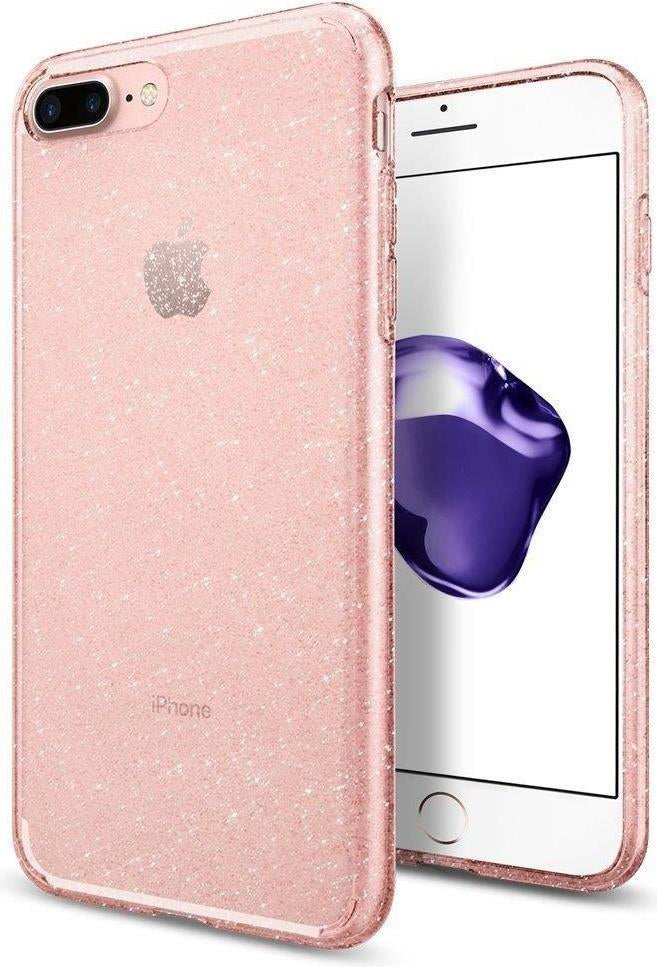 Противоударен Блестящ Калъф за iPhone 8/7 Plus, Spigen Liquid Crystal Glitter Quartz Case, Розов