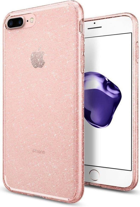 Противоударен Блестящ Калъф за iPhone 8/7 Plus, Spigen Liquid Crystal Glitter Quartz Case, Розов