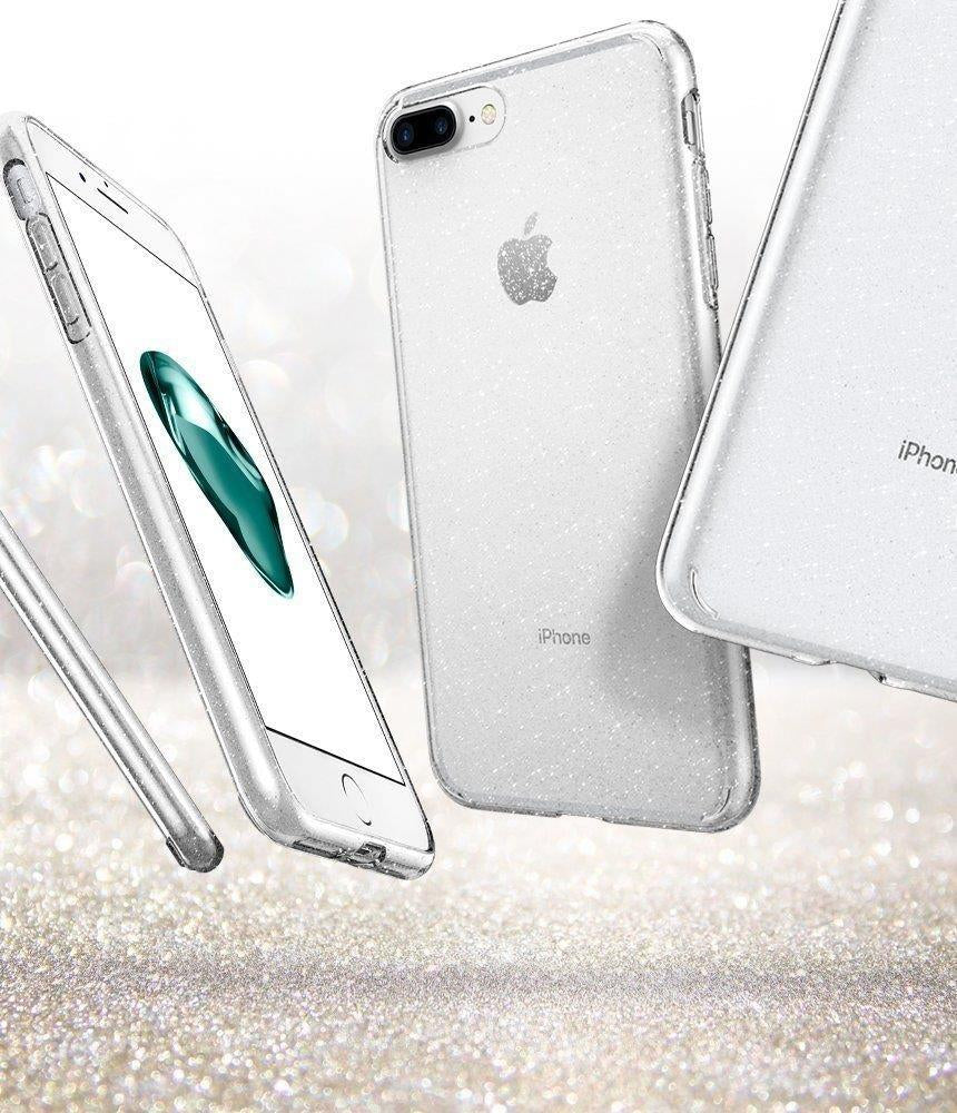 Противоударен Блестящ Калъф за iPhone 8/7 Plus, Spigen Liquid Crystal Glitter Quartz Case, Прозрачен (2)