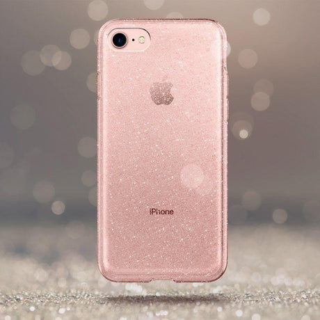 Противоударен Блестящ Калъф за iPhone SE 2022/2020 8/7, Spigen Liquid Crystal Glitter Quartz/Case, Розов (2)