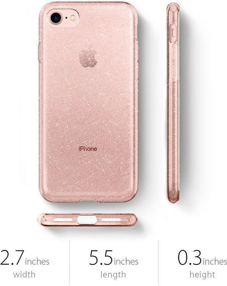Противоударен Блестящ Калъф за iPhone SE 2022/2020 8/7, Spigen Liquid Crystal Glitter Quartz/Case, Розов (4)