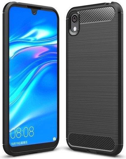 Противоударен Силиконов Калъф за Huawei Y5 2019, Forcell Carbon Case, Черен