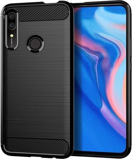 Противоударен Силиконов Калъф за Huawei P Smart Z, Forcell Carbon Case, Черен