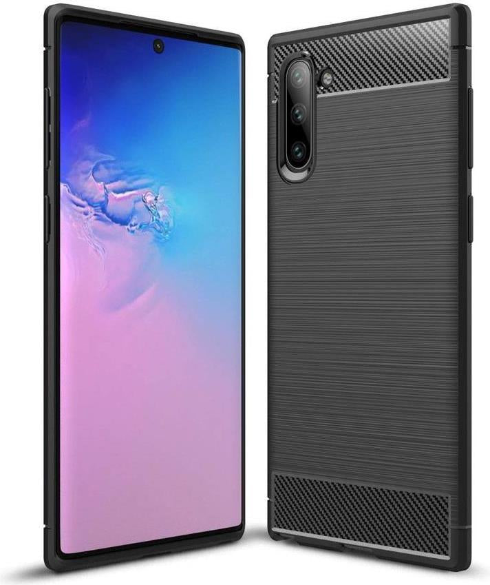 Противоударен Силиконов Калъф за Samsung Note 10, Forcell Carbon Case, Черен
