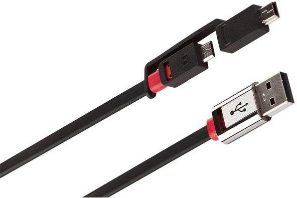 Mini-USB Кабел, Monster Combo Mini USB & micro-USB 1m, Черен