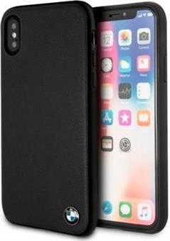 Луксозен Кожен Калъф за iPhone XS/X, BMW Leather Case, Черен