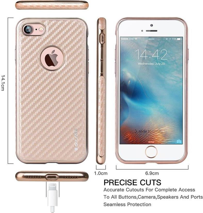 Карбонов Калъф за iPhone SE 2022/2020 8/7, G-Case Carbon, Златист
