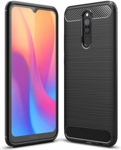 Противоударен Силиконов Калъф за Nokia 6.1 Plus, Forcell Carbon Case, Черен