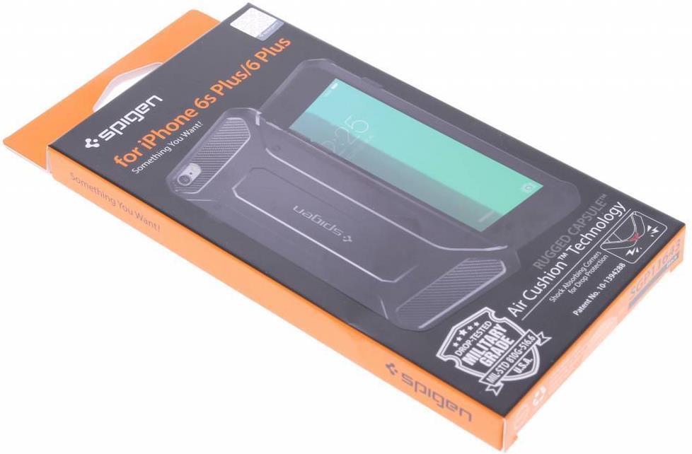 Противоударен Силиконов Калъф за iPhone 6/6s, Spigen Rugged Armor Case, Черен (7)