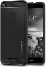 Противоударен Силиконов Калъф за Huawei P10 Lite, Spigen Rugged Armor Case, Черен