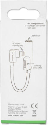 Аудио Адаптер за iPhone и iPad, 4Smarts Soundsplit Lightning & AUX 3.5 mm, Черен (4)