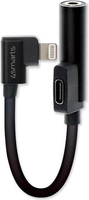 Аудио Адаптер за iPhone и iPad, 4Smarts Soundsplit Lightning & AUX 3.5 mm, Черен