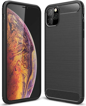 Противоударен Силиконов Калъф за iPhone 11, Forcell Carbon Case, Черен