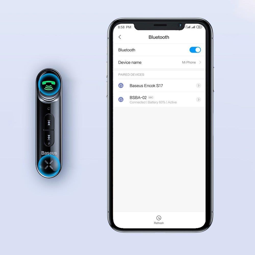 Безжичен Аудио Приемник с Aux Jack 3.5mm, Baseus Bluetooth Recevier Pocket, Черен (6)