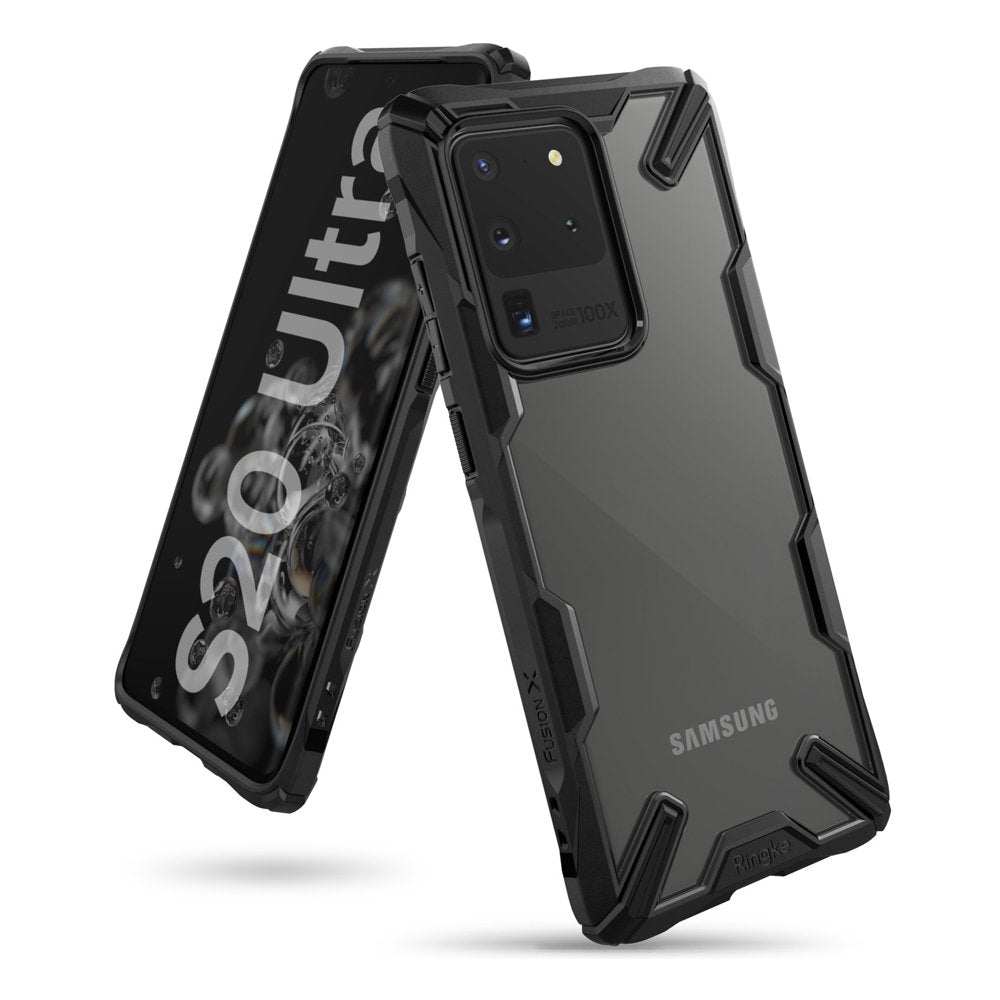 Противоударен Хибриден Калъф за Samsung S20 Ultra, Ringke Fusion X Case, Черен