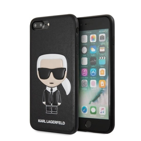 Луксозен Кожен Калъф за iPhone 8/7 Plus, Karl Lagerfeld Body Case, Черен