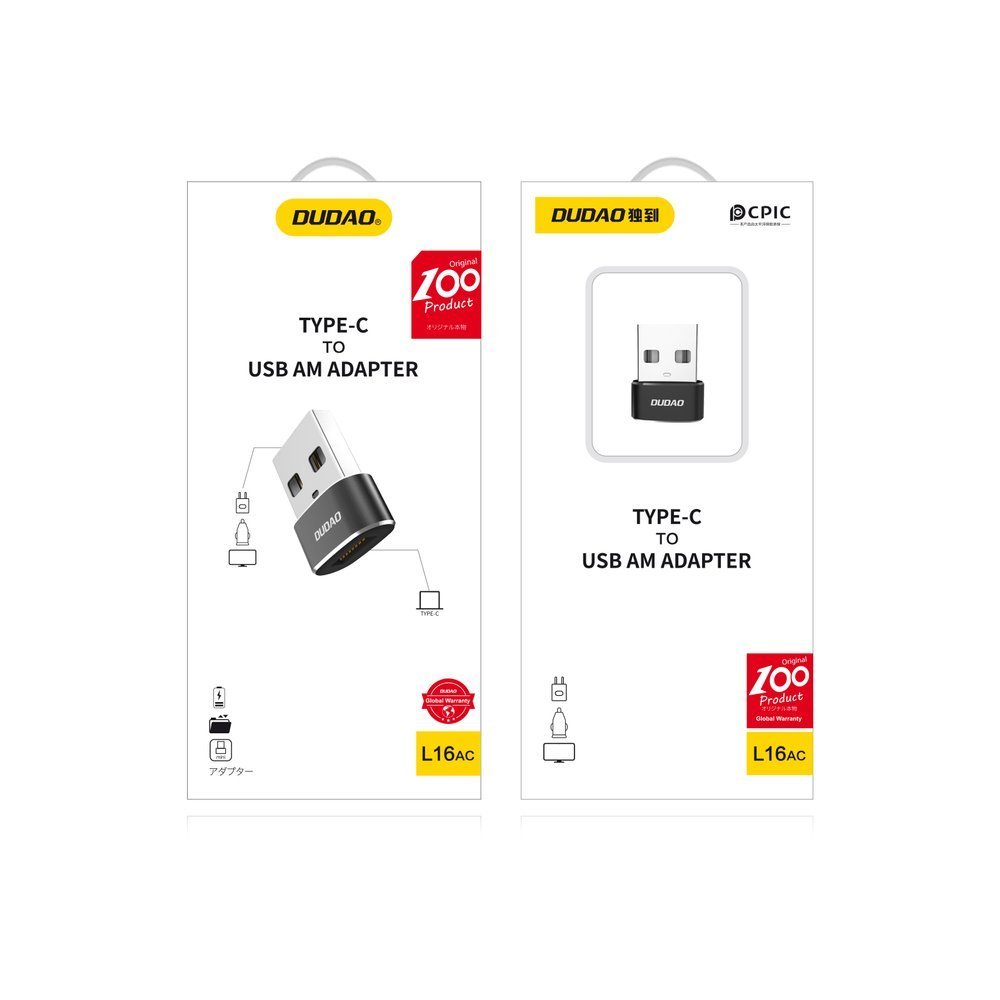USB-C Преход/Адаптер, Dudao female USB-C to USB-A, Черен (4)