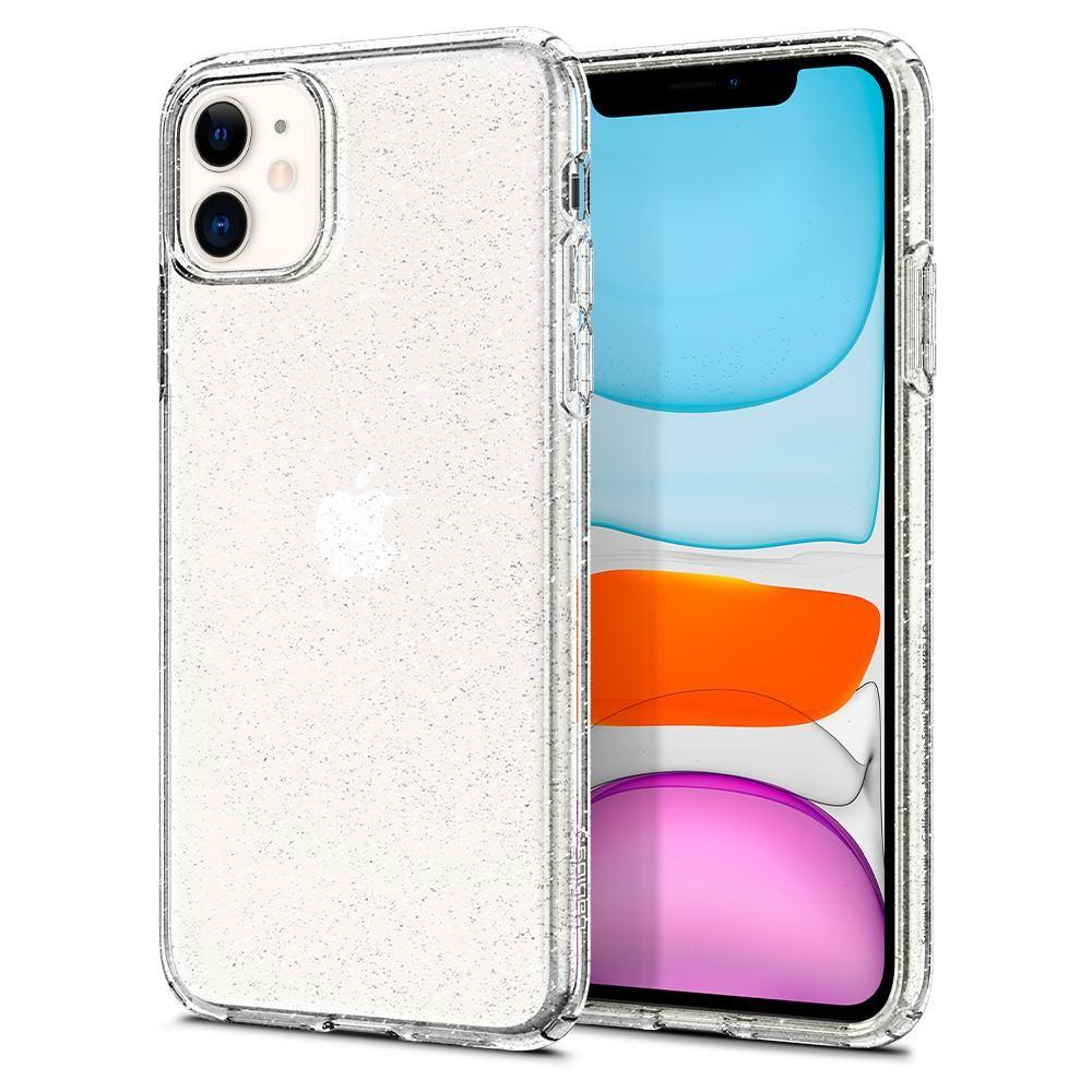 Противоударен Блестящ Калъф за iPhone 11, Spigen Liquid Crystal Glitter Quartz Case, Прозрачен