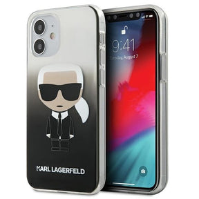 Луксозен Калъф за iPhone 12 Mini, Karl Lagerfeld Gradient Iconik Case, Черен