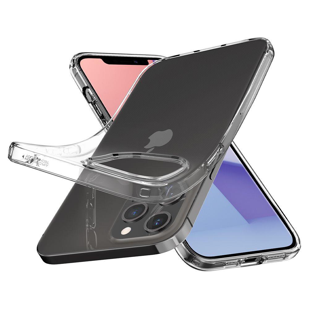 Противоударен Силиконов Калъф за iPhone 12/Pro, Spigen Liquid Crystal Case, Прозрачен (2)