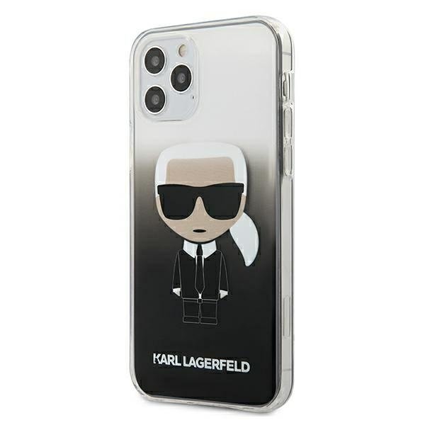 Луксозен Калъф за iPhone 12 Pro Max, Karl Lagerfeld Gradient Iconik Case, Черен