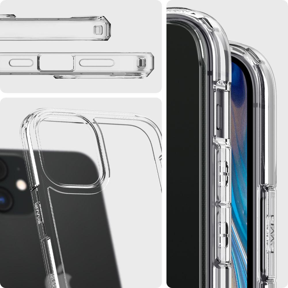 Противоударен Хибриден Калъф за iPhone 12 Mini, Spigen Ultra Hybrid Case, Прозрачен (5)